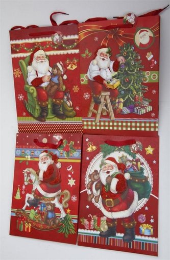 Torebka Świąteczna 3D pionowa mała Mikołaj mix