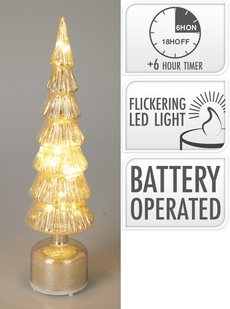 CHOINKA SZKLANA LED 40CM SILVER