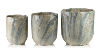 NEVA MARBLE Komplet 3 osłonek ceramicznych 28x28x29/23,5x23,5x26,5/19x19x24,5cm