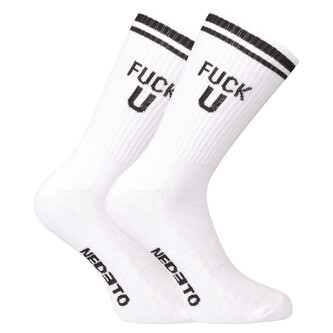 Ponožky Nedeto sportovní vysoké Fxck U bílé (1NOBT9) L