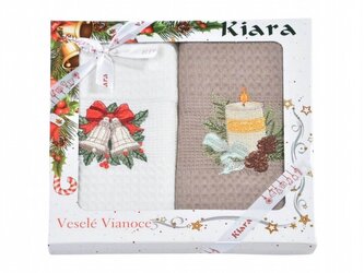 Praktik Vánoční dárková sada utěrek 50x70 Zvonečky a svíčka 2 ks