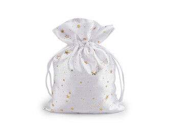 Vánoční dárkový pytlík hvězdy 13x18 cm - 10 ks - 1 bílá