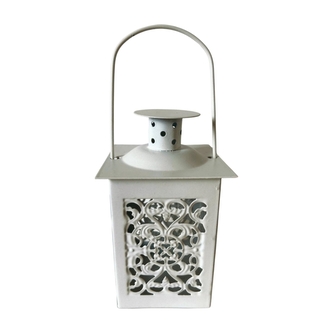Bílá kovová lucerna 12 x 7,5 cm