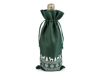 Vánoční dárkový pytlík na láhev 15x32 cm - 10 ks - 4 zelená tmavá