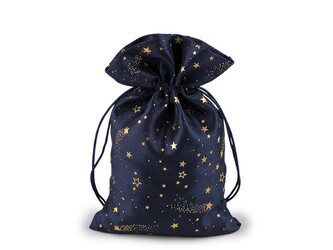 Vánoční dárkový pytlík hvězdy 15x24 cm - 10 ks - 3 modrá tmavá