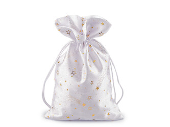 Vánoční dárkový pytlík hvězdy 15x24 cm - 10 ks - 1 bílá