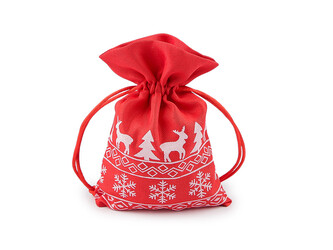 Vánoční dárkový pytlík 10x15 cm - 10 ks - 1 červená