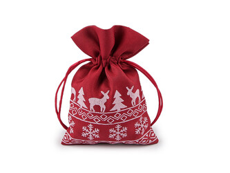 Vánoční dárkový pytlík 10x15 cm - 10 ks - 2 červená tmavá
