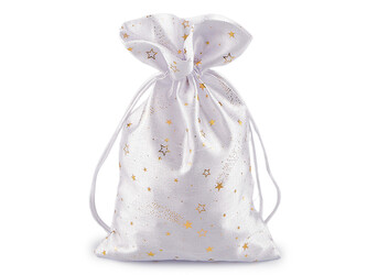 Vánoční dárkový pytlík hvězdy 20x30 cm - 10 ks - 1 bílá