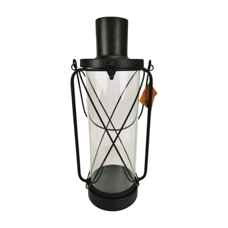 Černá kovová lucerna na svíčku 43 x 15 cm