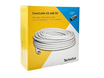 Kabel koaxiální TechniSat CABLE CE UHD-20 / 20 m / 6,8 mm / bílý / 2 x F,  redukce F do TV