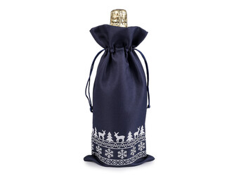Vánoční dárkový pytlík na láhev 15x32 cm - 10 ks - 3 modrá tmavá