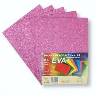 Pianka brokatowa A4 Eva różowa biodegrad. 5szt Pianka brokatowa A4 Eva różowa biodegrad. 5szt
