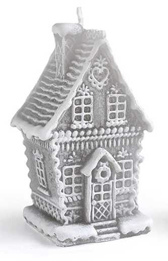 Świeca CHATKA PIERNIKOWA mała 8,5x14cm parafinowa szara