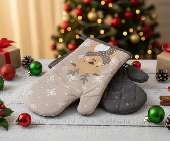 Vánoční kuchyňské rukavice chňapky SANTO RENO 18x30 cm 100% bavlna