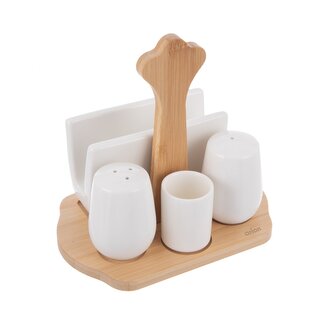 Dochucovací soupr.+ubrousky porc./bambus 4+1 WHITELINE Dochucovací soupr.+ubrousky porc./bambus 4+1 WHITELINE