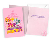 Karnet Urodziny Psi patrol, różowy (11x17cm) DHS-040