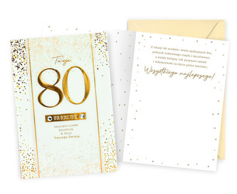 Karnet DK 80 Urodziny, złoty DK-1371
