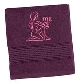 Froté osuška proužek s výšivkou znamení zvěrokruhu - Vínová - 70x140 cm