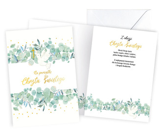 Karnet Chrzest eukaliptus V-123