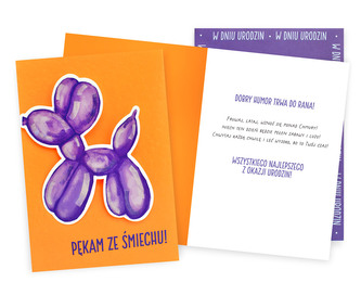 Karnet DK Urodziny neon pies z balona DK-1348