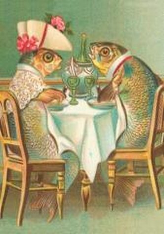 Karnet B6 z kopertą Ryby na kolacji