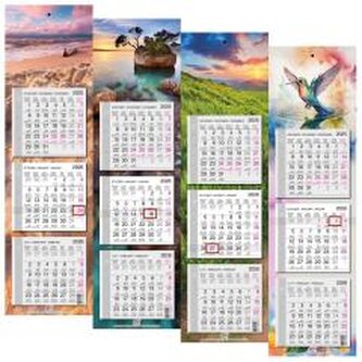 Kalendarz 2026 trójdzielny wąski płaski mix