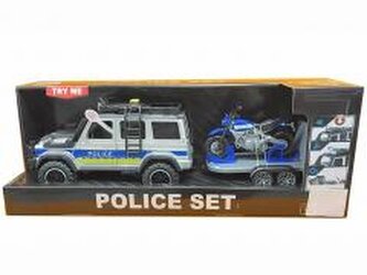 Policja + laweta z motocyklem 1:14 41x11x14cm Policja + laweta z motocyklem 1:14 41x11x14cm