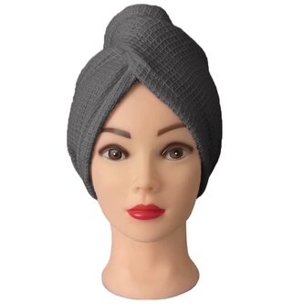 Turban na vlasy vafle, tmavě šedý