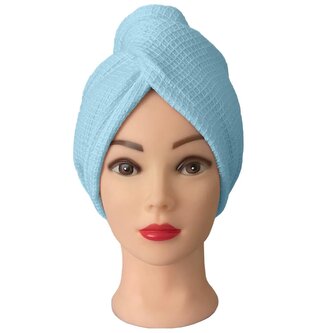 Turban na vlasy vafle, světle modrý