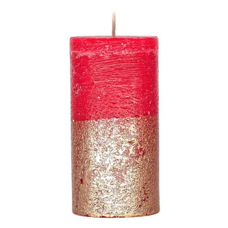 ARÔME Rustikální svíčka 7x10cm Metalická barva Červená/Zlatá
