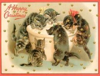 Karnet mini brokat z kopertą Święta Kotki