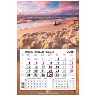Kalendarz 2026 jednodzielny główka płaska Bałtyk