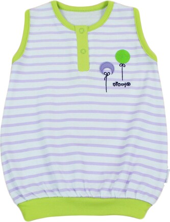 Nicol Tunička  kr.rukáv, , vel. 68 - BALONKY, fialové proužky; 68 (3-6m)