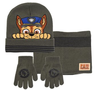 SOUPRAVA ČEPICE, NÁKRČNÍK  A RUKAVICE TLAPKOVÁ PATROLA - velikost 52