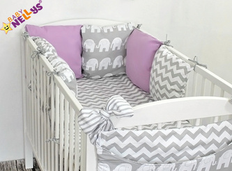 Baby Nellys Mantinel Be Love Lux polštářkový s povlečením vzor č. 17; lila, šedá; bavlna,hypoalergenní duté vlákno