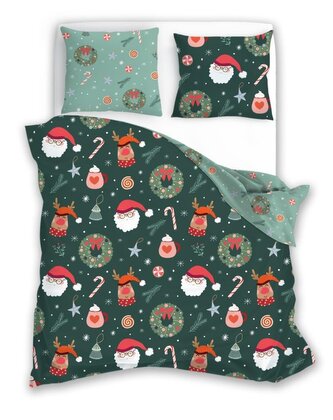 POŚCIEL KPL.160X200+2x70X80 HOLLY JOLLY 006 MIKROFIBRA SATYNOWA