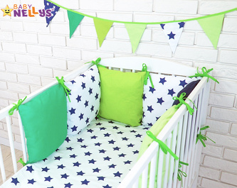 Polštářkový mantinel s povlečením Baby Nellys - č. Blo1; granát, zelená; bavlna,hypoalergenní duté vlákno