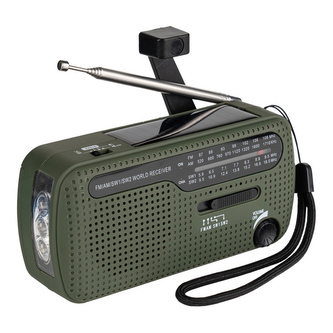 Fosco Industries - Radio Survival z panelem słonecznym i korbką - SW1/SW2/FM/AM - Zielony - 464601