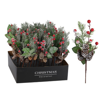 Dekorace - Větvička s bobulemi 36 cm