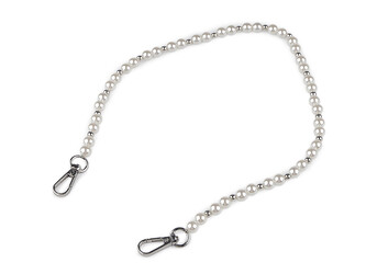 Perlový řetízek / ucho na kabelky a telefony délka 60 cm - 1 ks - 1 perlová nikl