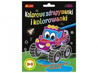 Zdrapywanki&kolorowanki Autka i dinuś 3+3