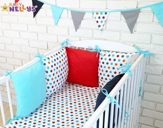 Baby Nellys Polštářkový mantinel s povlečením 135x100cm - č. Blo8; vícebarevný; bavlna,hypoalergenní duté vlákno