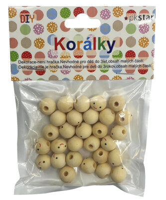 Korálky dřevěné 14 mm úsměv