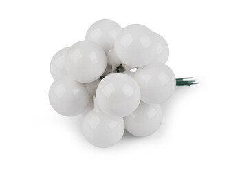 Vánoční skleněná baňka na drátku Ø2,5 cm - mat a lesk - 12 ks - 1 bílá lesk