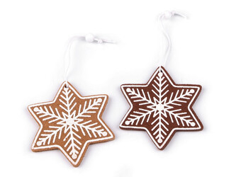 Vánoční perníčky k zavěšení filc - 4 ks - 1 hnědá přírodní hvězda