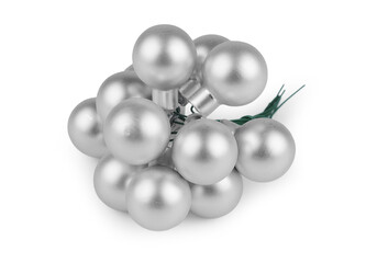 Vánoční skleněná baňka na drátku Ø2,5 cm - mat a lesk - 12 ks - 4 stříbrná mat