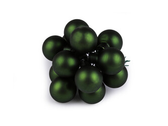 Vánoční skleněná baňka na drátku Ø2 cm - mat a lesk - 12 ks - 18 zelená mat