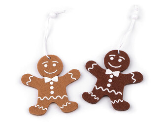 Vánoční perníčky k zavěšení filc - 4 ks - 4 hnědá přírodní perníček