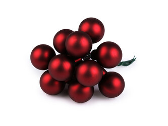 Vánoční skleněná baňka na drátku Ø2 cm - mat a lesk - 12 ks - 14 červená tmavá mat